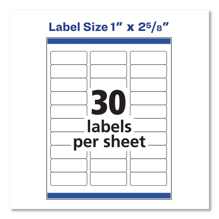 Easy Peel White Address Labels w/ Sure Feed Technology, Inkjet Printers, 1 x 2.63, White, 30/Sheet, 25 Sheets/Pack