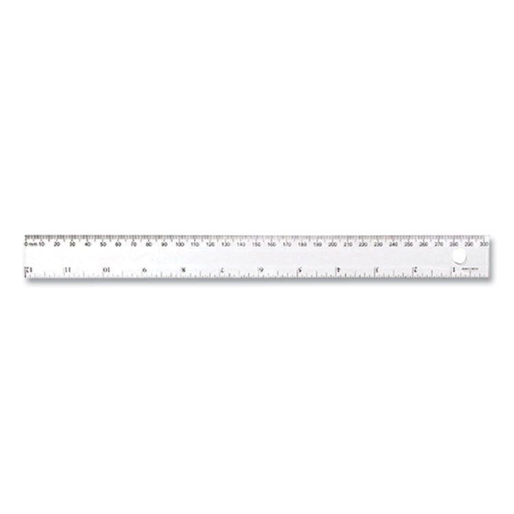 Transparent Shatter-Resistant Plastic Ruler, Standard/Metric, 12  Long, Clear