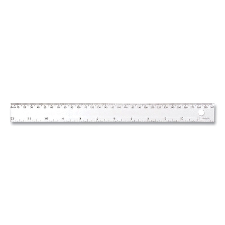 Transparent Shatter-Resistant Plastic Ruler, Standard/Metric, 12  Long, Clear