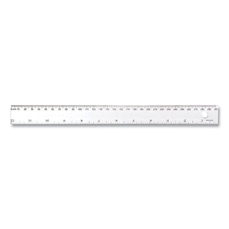 Transparent Shatter-Resistant Plastic Ruler, Standard/Metric, 12  Long, Clear