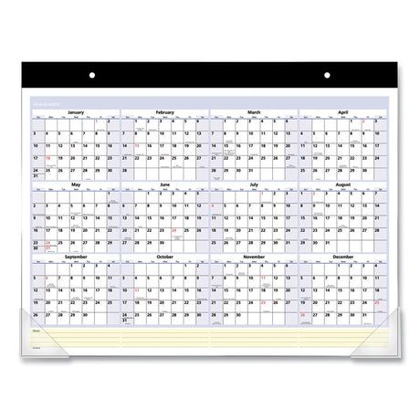 QuickNotes Desk Pad, 22 x 17, White/Blue/Yellow Sheets, Black Binding, Clear Corners, 13-Month: Jan 2025 to Jan 2026