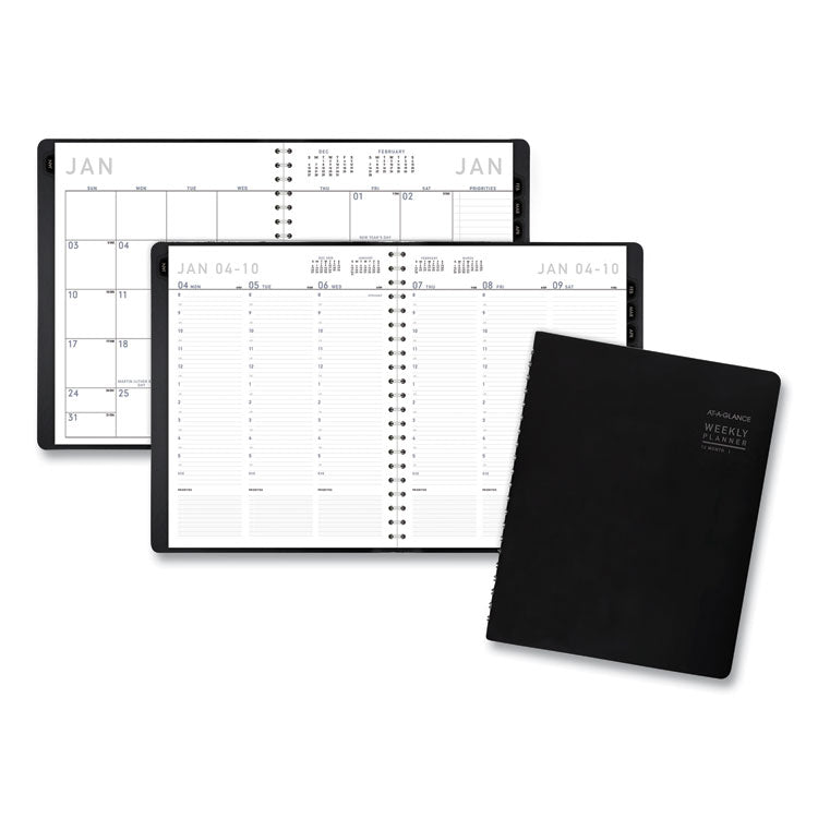 Contemporary Weekly/Monthly Planner, Vertical-Column Format, 11 x 8.25, Black Cover, 12-Month (Jan to Dec): 2025