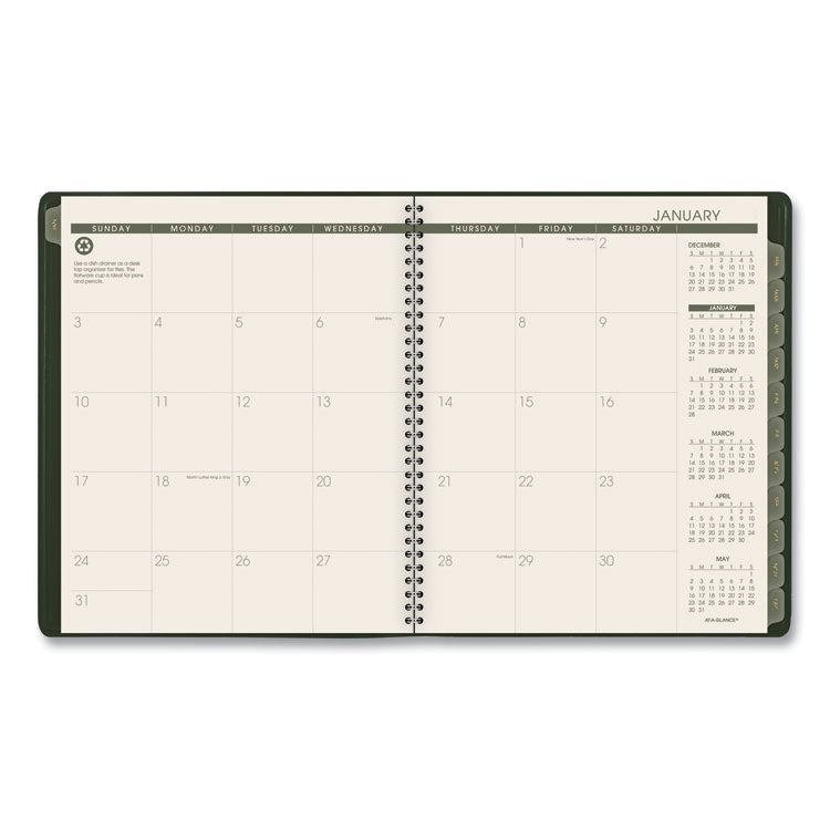Recycled Monthly Planner, 11 x 9, Green Cover, 13-Month (Jan to Jan): 2024 to 2025