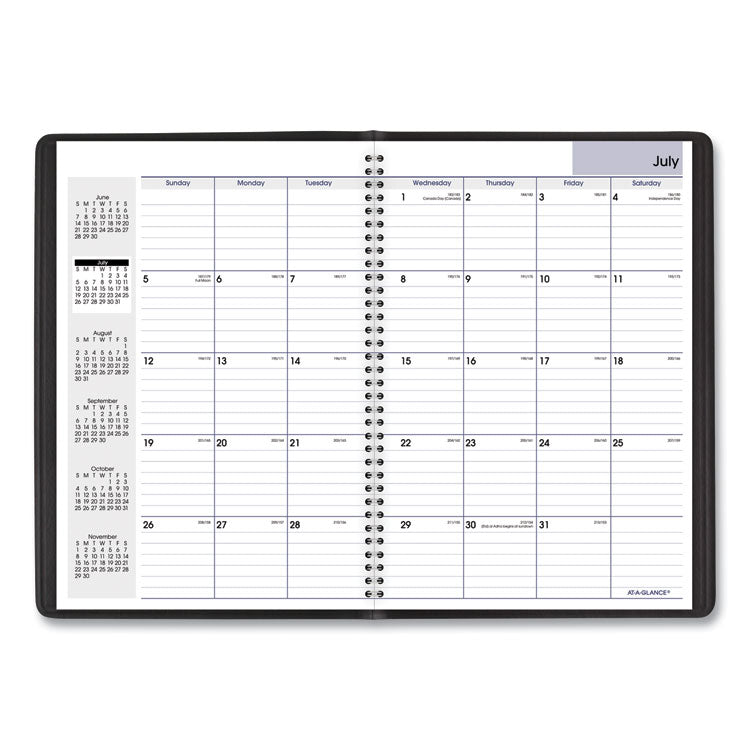 DayMinder Monthly Planner, Academic Year, Ruled Blocks, 12 x 8, Black Cover, 14-Month (July to Aug): 2024 to 2025