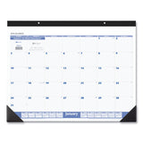 Desk Pad, 22 x 17, White Sheets, Black Binding, Black Corners, 12-Month (Jan to Dec): 2025