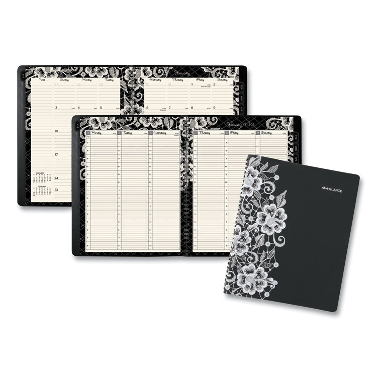 Lacey Weekly Block Format Professional Appointment Book, Lacey Artwork, 11 x 8.5, Black/White, 13-Month: Jan 2025 to Jan 2026