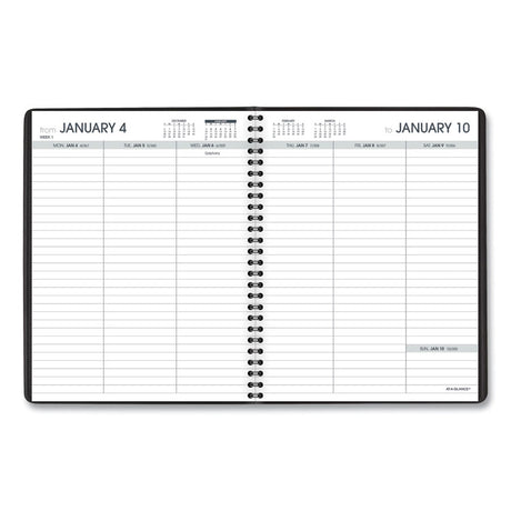 Weekly Planner Ruled for Open Scheduling, 8.75 x 6.75, Black Cover, 12-Month (Jan to Dec): 2025