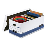 STOR/FILE Medium-Duty Storage Boxes, Letter Files, 12.88" x 25.38" x 10.25", White/Blue, 4/Carton