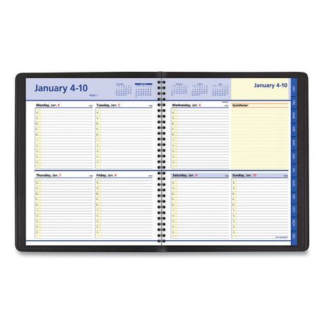 QuickNotes Weekly Block Format Appointment Book, 10 x 8, Black Cover, 12-Month (Jan to Dec): 2025