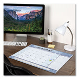 Slate Blue Desk Pad, 22 x 17, Blue Sheets, Clear Corners, 12-Month (Jan to Dec): 2024