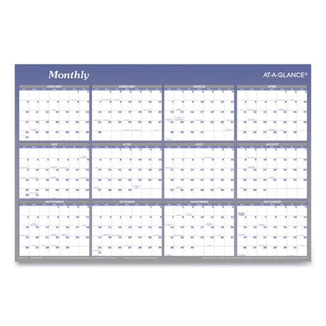 Vertical/Horizontal Erasable Quarterly/Monthly Wall Planner, 24 x 36, White/Blue Sheets, 12-Month (Jan to Dec): 2025