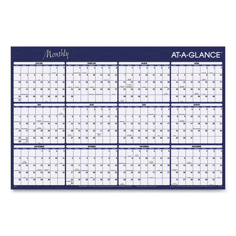 Reversible Horizontal Erasable Wall Planner, 48 x 32, Assorted Sheet Colors, 12-Month (Jan to Dec): 2024