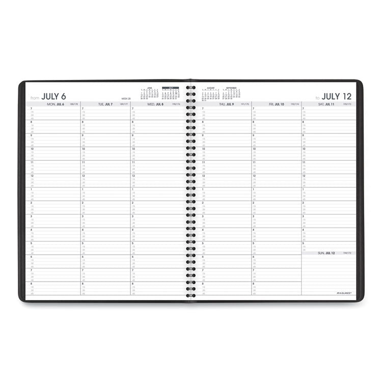 Weekly Appointment Book, 11 x 8.25, Black Cover, 14-Month (July to Aug): 2024 to 2025