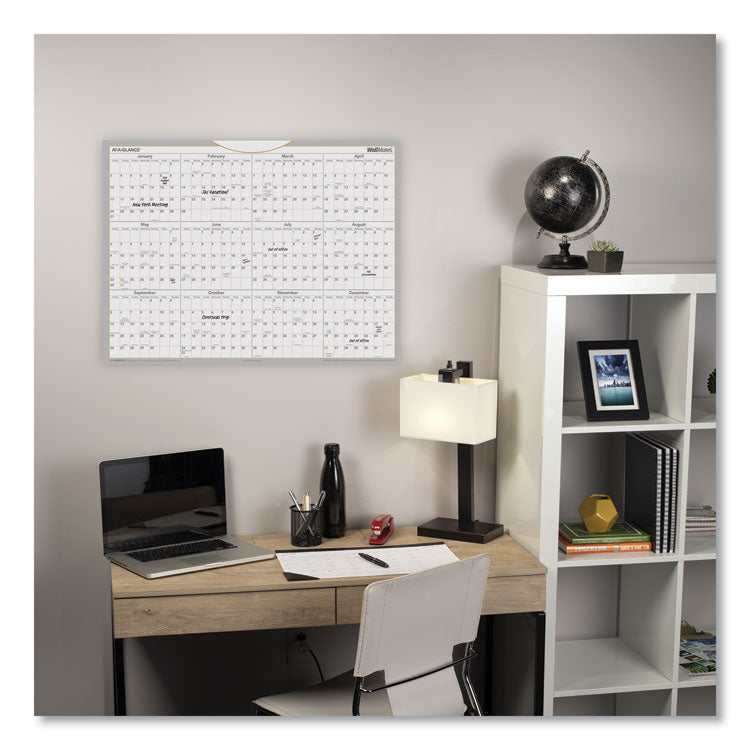 WallMates Self-Adhesive Dry Erase Yearly Planning Surfaces, 24 x 18, White/Gray/Orange Sheets, 12-Month (Jan to Dec): 2025