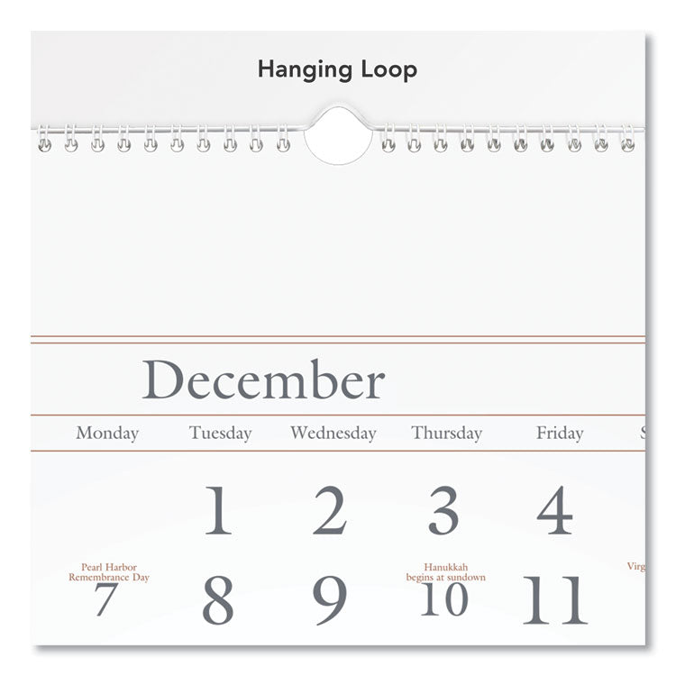 Three-Month Reference Wall Calendar, 12 x 27, White Sheets, 15-Month: Dec 2024 to Feb 2026