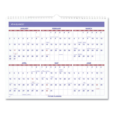 Monthly Wall Calendar, 15 x 12, White/Red/Blue Sheets, 12-Month (Jan to Dec): 2025