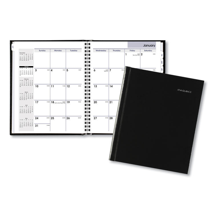 DayMinder Hard-Cover Monthly Planner with Memo Section, Unruled Blocks, 8.5 x 7, Black Cover, 12-Month (Jan to Dec): 2025