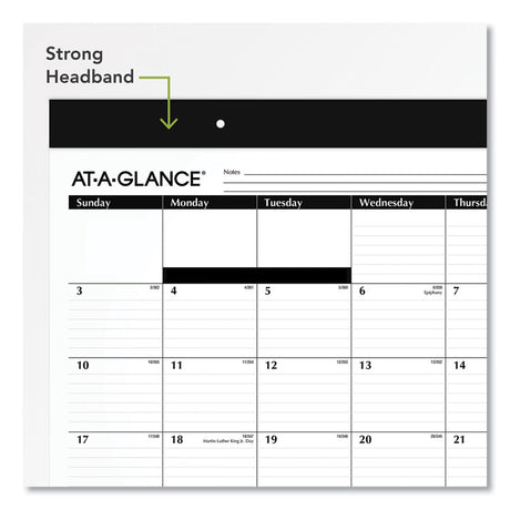 Monthly Refillable Desk Pad, 22 x 17, White Sheets, Black Binding, Black Corners, 12-Month (Jan to Dec): 2025