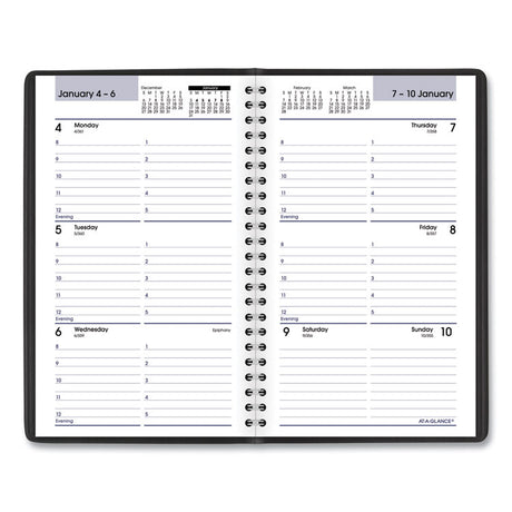 DayMinder Block Format Weekly Appointment Book, 8.5 x 5.5, Black Cover, 12-Month (Jan to Dec): 2025