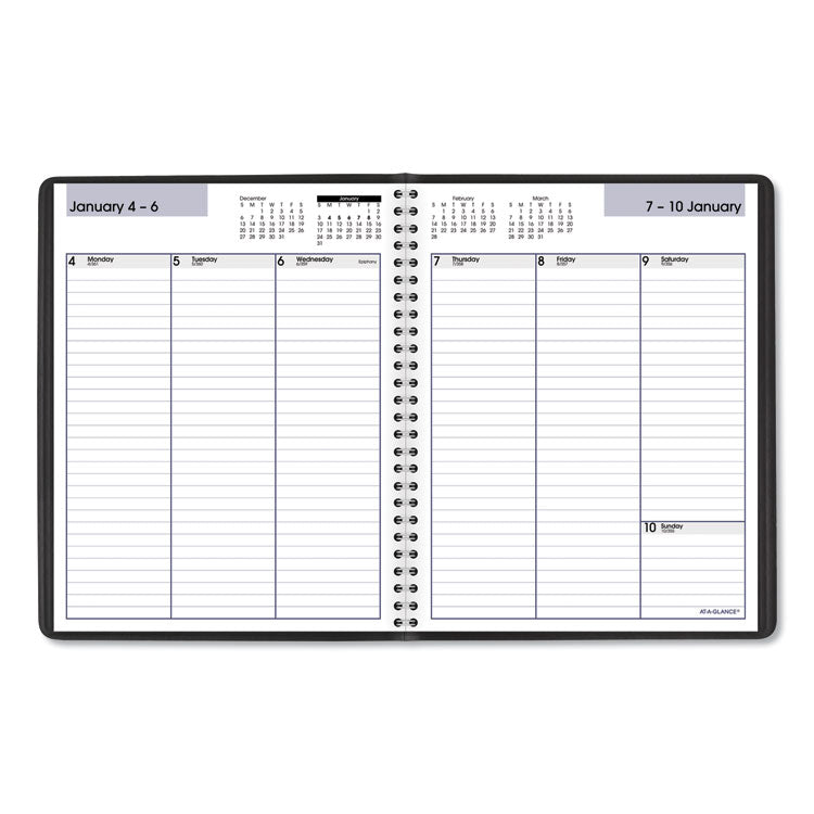 DayMinder Weekly Planner, Vertical-Column Format, 8.75 x 7, Black Cover, 12-Month (Jan to Dec): 2025