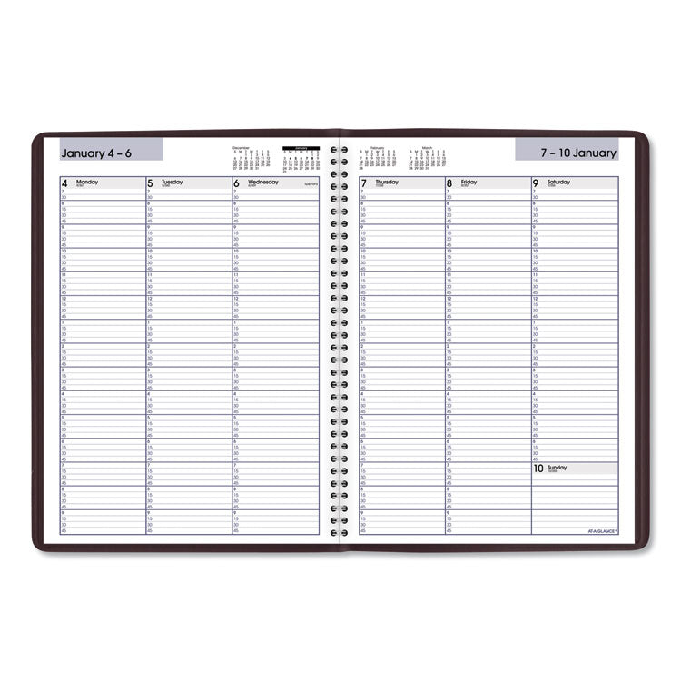 DayMinder Weekly Appointment Book, Vertical-Column Format, 11 x 8, Burgundy Cover, 12-Month (Jan to Dec): 2025