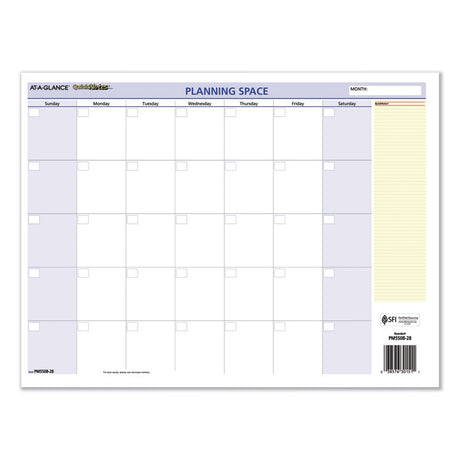 QuickNotes Mini Erasable Wall Planner, 16 x 12, White/Blue/Yellow Sheets, 12-Month (Jan to Dec): 2025