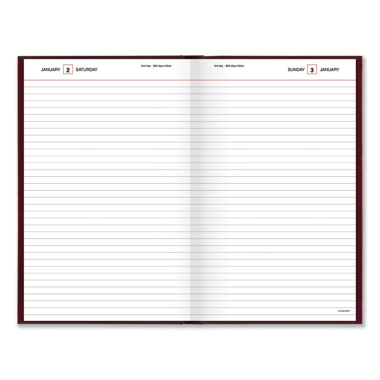 Standard Diary Daily Diary, 2024 Edition, Wide/Legal Rule, Red Cover, (200) 12 x 7.75 Sheets