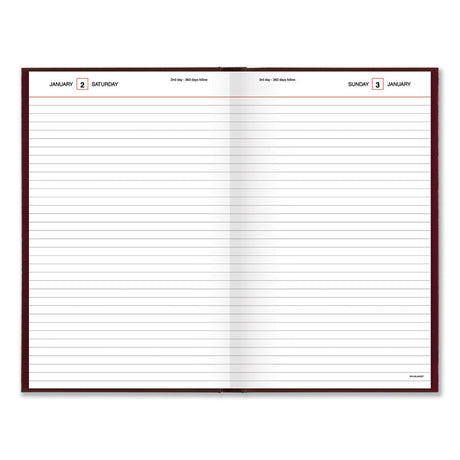 Standard Diary Daily Diary, 2024 Edition, Wide/Legal Rule, Red Cover, (200) 12 x 7.75 Sheets