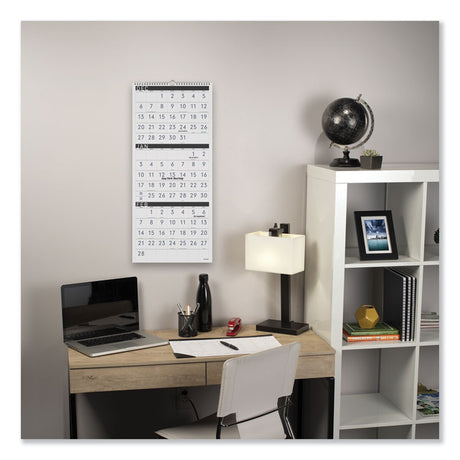 Three-Month Reference Wall Calendar, Contemporary Artwork/Formatting, 12 x 27, White Sheets, 15-Month: Dec 2024 to Feb 2026