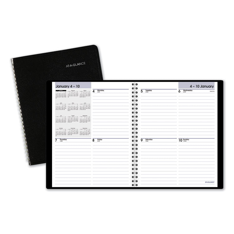 DayMinder Open-Schedule Weekly Appointment Book, 8.75 x 7, Black Cover, 12-Month (Jan to Dec): 2025