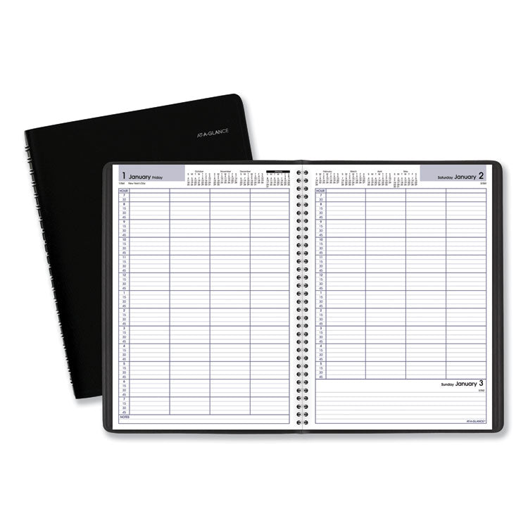 DayMinder Four-Person Group Daily Appointment Book, 11 x 8, Black Cover, 12-Month (Jan to Dec): 2025