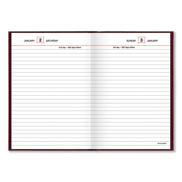 Standard Diary Daily Reminder Book, 2024 Edition, Medium/College Rule, Red Cover, (201) 7.5 x 5.13 Sheets