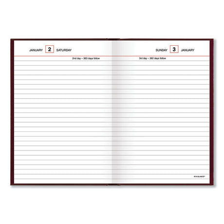 Standard Diary Daily Reminder Book, 2024 Edition, Medium/College Rule, Red Cover, (201) 7.5 x 5.13 Sheets