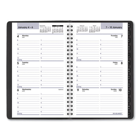 DayMinder Block Format Weekly Appointment Book, Tabbed Telephone/Add Section, 8.5 x 5.5, Black, 12-Month (Jan to Dec): 2025
