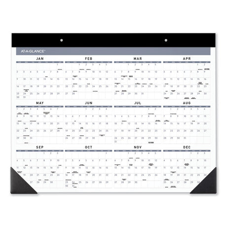Contemporary Monthly Desk Pad, 22 x 17, White Sheets, Black Binding/Corners,12-Month (Jan to Dec): 2025