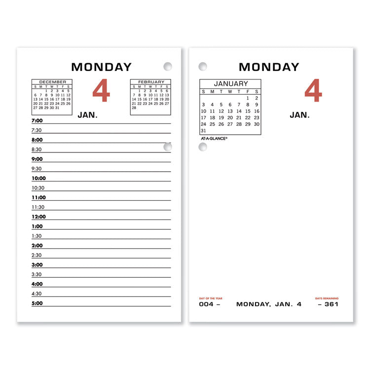 Two-Color Desk Calendar Refill, 3.5 x 6, White Sheets, 12-Month (Jan to Dec): 2025