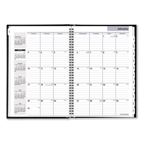 DayMinder Hard-Cover Monthly Planner, Ruled Blocks, 11.75 x 8, Black Cover, 14-Month: Dec 2024 to Jan 2026