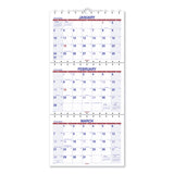 Move-A-Page Three-Month Wall Calendar, 12 x 27, White/Red/Blue Sheets, 15-Month: Dec 2024 to Feb 2026