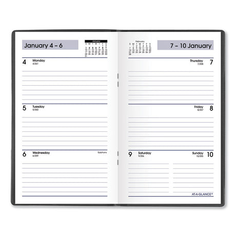 DayMinder Weekly Pocket Planner, 6 x 3.5, Black Cover, 12-Month (Jan to Dec): 2025