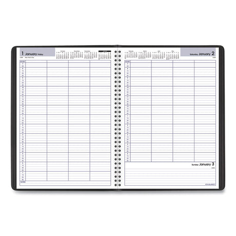 DayMinder Four-Person Group Daily Appointment Book, 11 x 8, Black Cover, 12-Month (Jan to Dec): 2025
