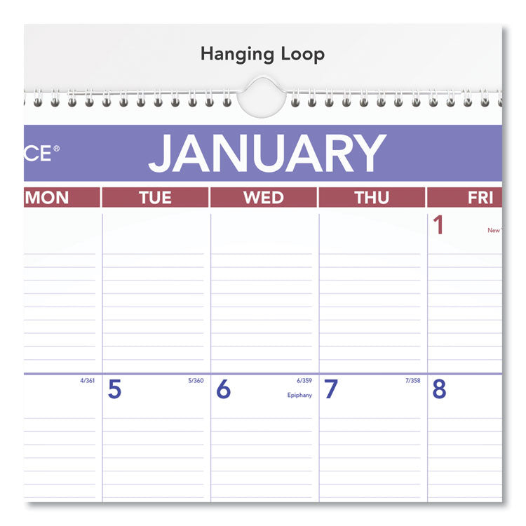 Erasable Wall Calendar, 15.5 x 22.75, White Sheets, 12-Month (Jan to Dec): 2025