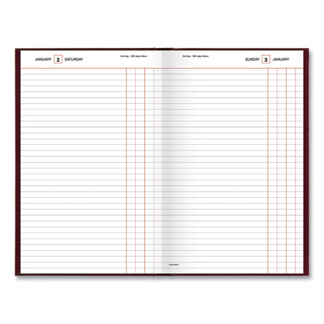 Standard Diary Daily Journal, 2024 Edition, Wide/Legal Rule, Red Cover, (210) 12 x 7.75 Sheets