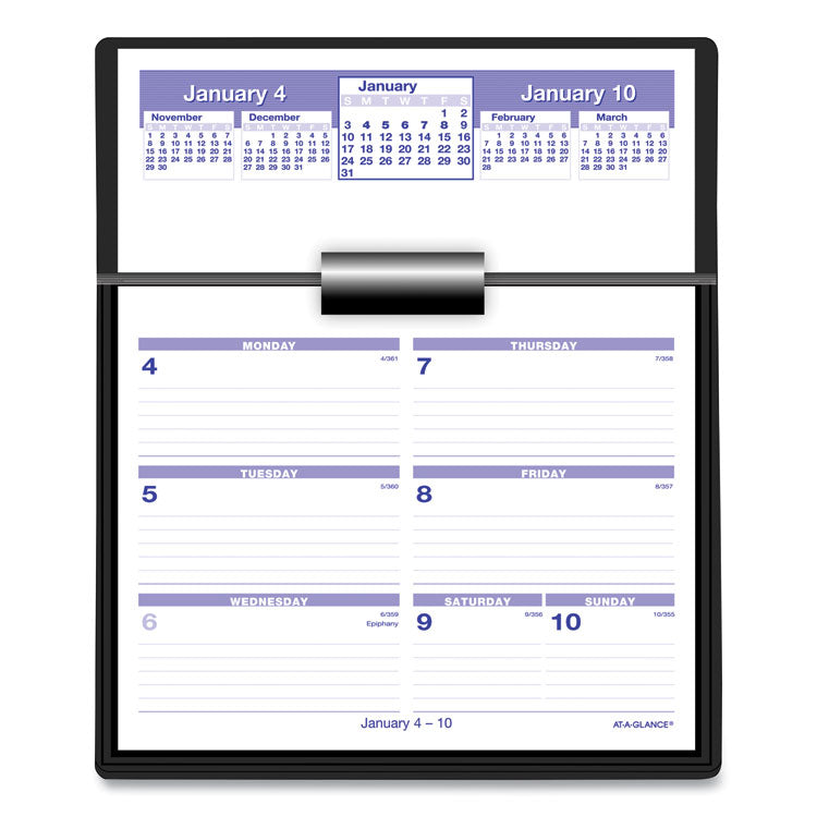 Flip-A-Week Desk Calendar and Base, 7 x 5.5, White Sheets, 12-Month (Jan to Dec): 2025