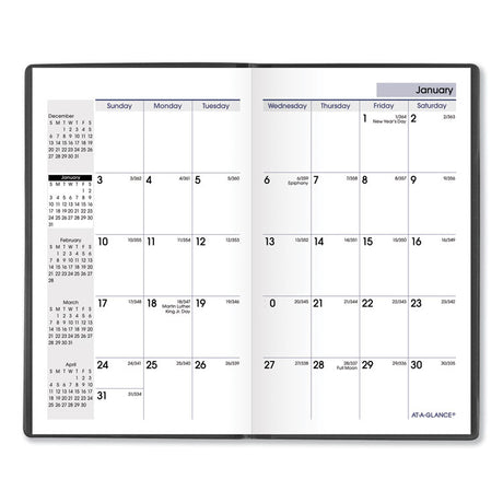 DayMinder Pocket-Sized Monthly Planner, Unruled Blocks, 6 x 3.5, Black Cover, 14-Month: Dec 2024 to Jan 2026