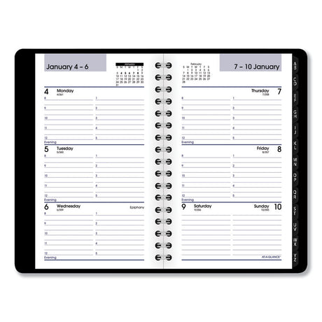 DayMinder Weekly Pocket Appointment Book with Telephone/Address Section, 6 x 3.5, Black Cover, 12-Month (Jan to Dec): 2025