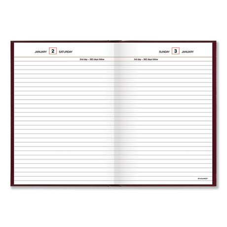 Standard Diary Daily Reminder Book, 2024 Edition, Medium/College Rule, Red Cover, (201) 8.25 x 5.75 Sheets