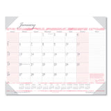 Recycled Monthly Desk Pad Calendar, Breast Cancer Awareness Artwork, 18.5 x 13, Black Binding/Corners,12-Month(Jan-Dec): 2025
