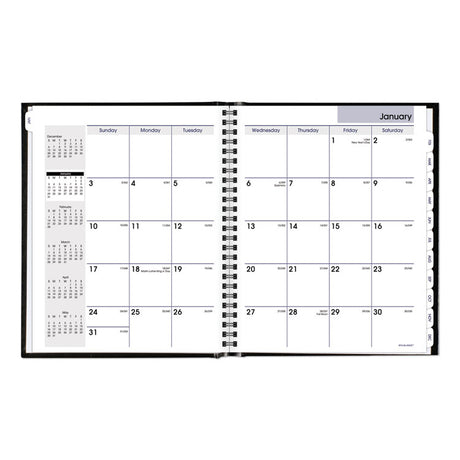 DayMinder Hard-Cover Monthly Planner with Memo Section, Unruled Blocks, 8.5 x 7, Black Cover, 12-Month (Jan to Dec): 2025