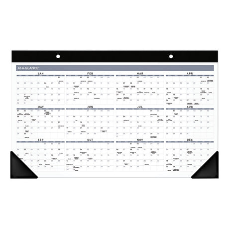 Contemporary Monthly Desk Pad, 18 x 11, White Sheets, Black Binding/Corners,12-Month (Jan to Dec): 2025