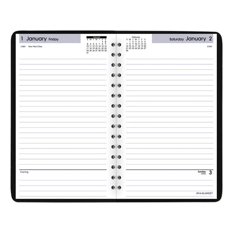 DayMinder Daily Appointment Book, 8 x 5, Black Cover, 12-Month (Jan to Dec): 2025